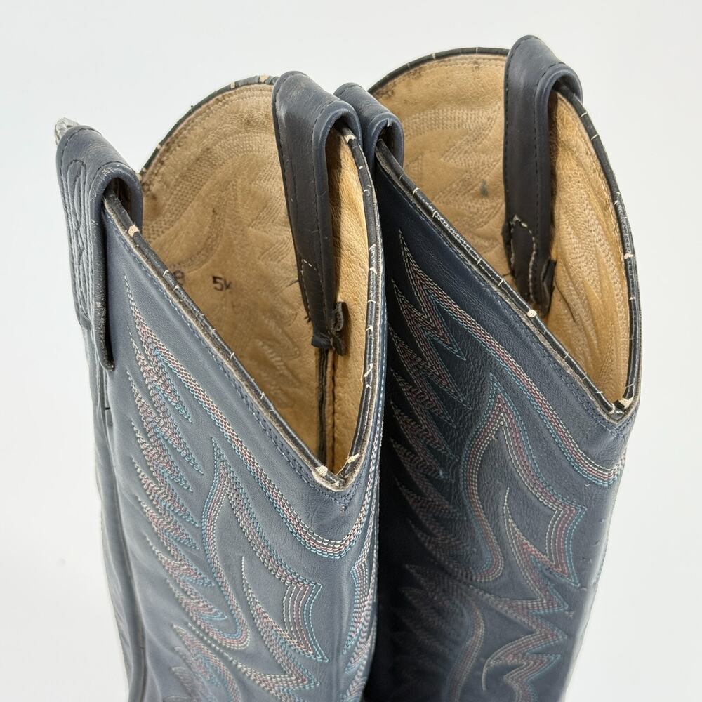 Dan Post Womens Cowboy Boots Sz 5.5 Blue Leather Western Snip Toe Festival Snake - Picture 10 of 11
